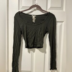 Bozzolo ribbed long sleeve crop top